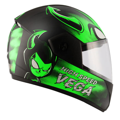 Vega Cliff Devil Black Neon Green Helmet - bikerkart.com