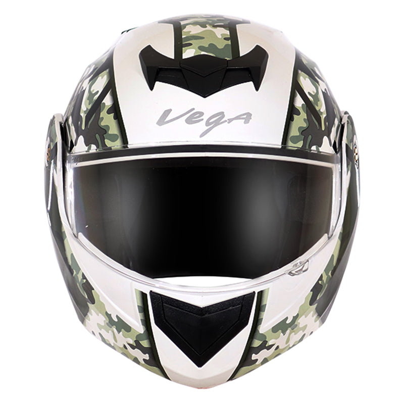 Vega Crux Dx Camouflage White Battle Green Helmet - bikerkart.com
