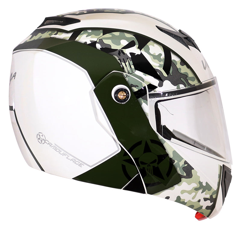Vega Crux Dx Camouflage White Battle Green Helmet - bikerkart.com