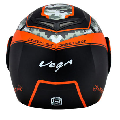 Vega Crux Dx Camouflage Dull Black Orange Helmet - bikerkart.com