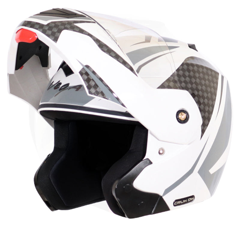 Vega Crux Dx Checks White Silver Helmet - bikerkart.com