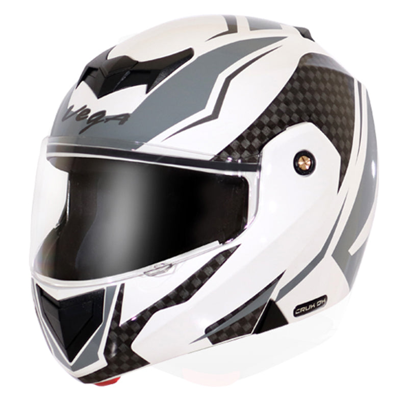 Vega Crux Dx Checks White Silver Helmet - bikerkart.com