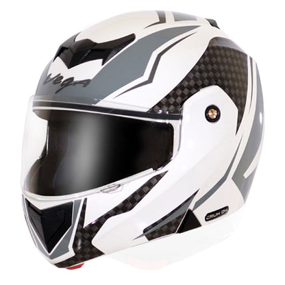 Vega Crux Dx Checks White Silver Helmet - bikerkart.com