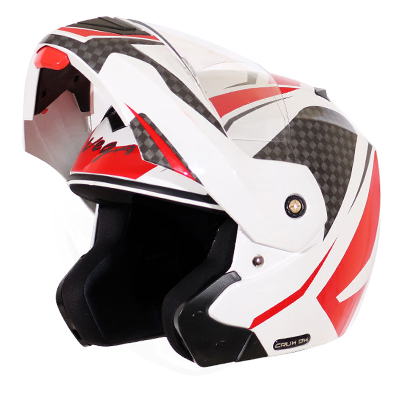 Vega Crux Dx Checks White Red Helmet - bikerkart.com