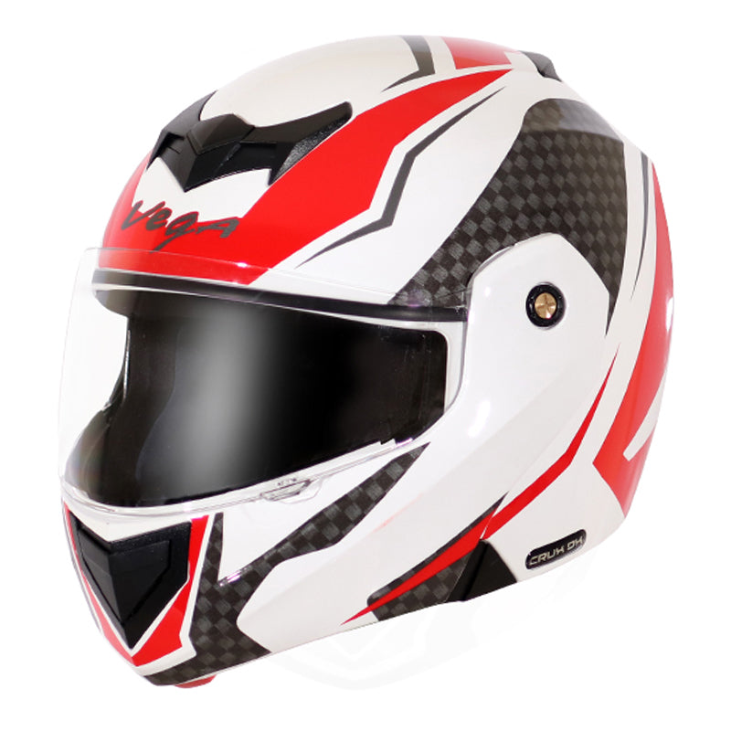 Vega Crux Dx Checks White Red Helmet - bikerkart.com