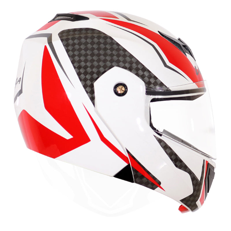 Vega Crux Dx Checks White Red Helmet - bikerkart.com
