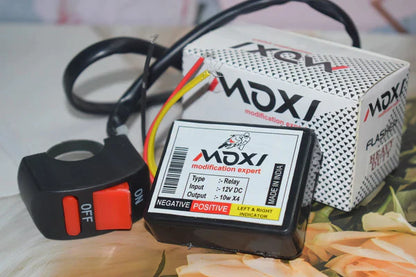 Moxi Hazard Flasher Box Type with Switch Universal Bike Hazard LED Flasher, 18 Different Patterns Flasher for All Bikes, Set of 1, Black - bikerkart.com