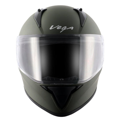 Vega Bolt Dull Battle Green Helmet - bikerkart.com