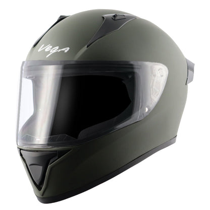 Vega Bolt Dull Battle Green Helmet - bikerkart.com
