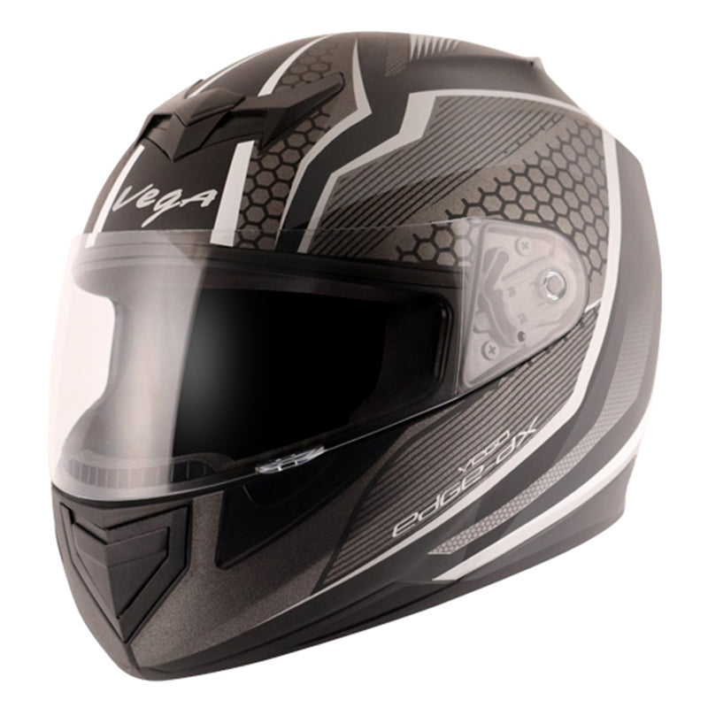 Vega Edge DX Blast Black Silver Helmet - bikerkart.com