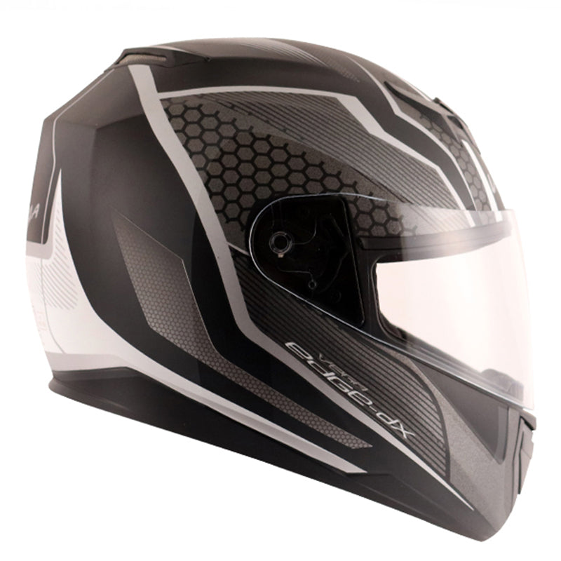 Vega Edge DX Blast Black Silver Helmet - bikerkart.com
