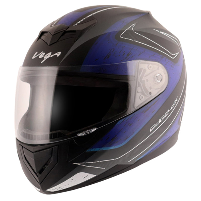 Vega Edge DX Crystal Black Blue Helmet - bikerkart.com