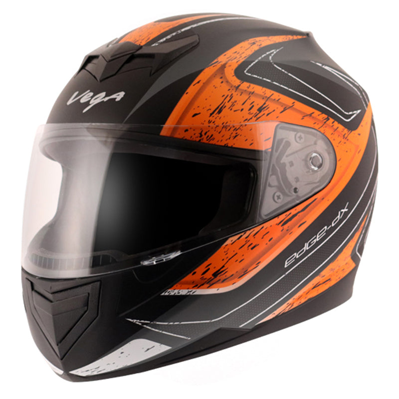 Vega Edge DX Crystal Black Orange Helmet - bikerkart.com