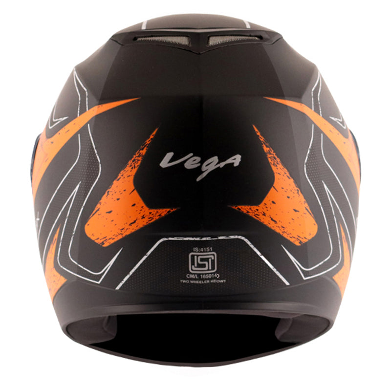 Vega Edge DX Crystal Black Orange Helmet - bikerkart.com