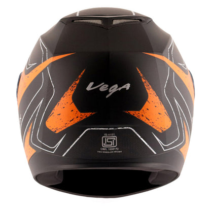 Vega Edge DX Crystal Black Orange Helmet - bikerkart.com