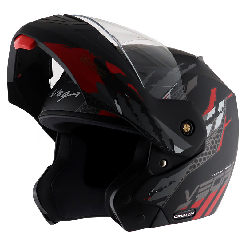 Vega Crux Dx Flex Dull Black Red Helmet - bikerkart.com