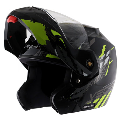 Vega Crux Dx Flex Black Neon Yellow Helmet - bikerkart.com