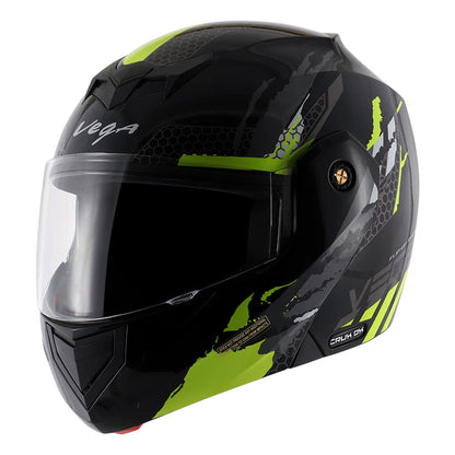 Vega Crux Dx Flex Black Neon Yellow Helmet - bikerkart.com