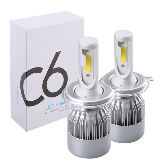 C6 ORIGINAL 6500K LED Headlight Conversion Bulb 72W H4 - Set of 2 (White) Type H4 - bikerkart.com