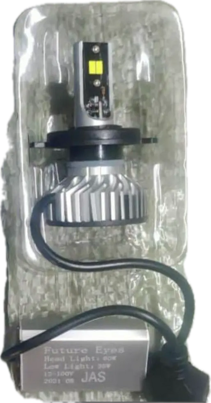 Future Eyes ORIGINAL 60W LED Headlight Bulb H4 For All Motorcycles (Low and High Beam Bulbs (White) AC/DC 60Watt 2 Side Chip) - Type H4