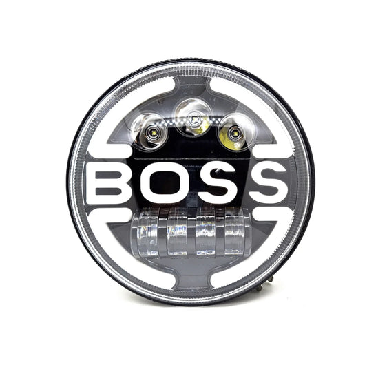 7 Inch Round Headlight Compatible with Royal Enfield, Jeep & Harley Davidson (Harley Boss Headlight) - bikerkart.com