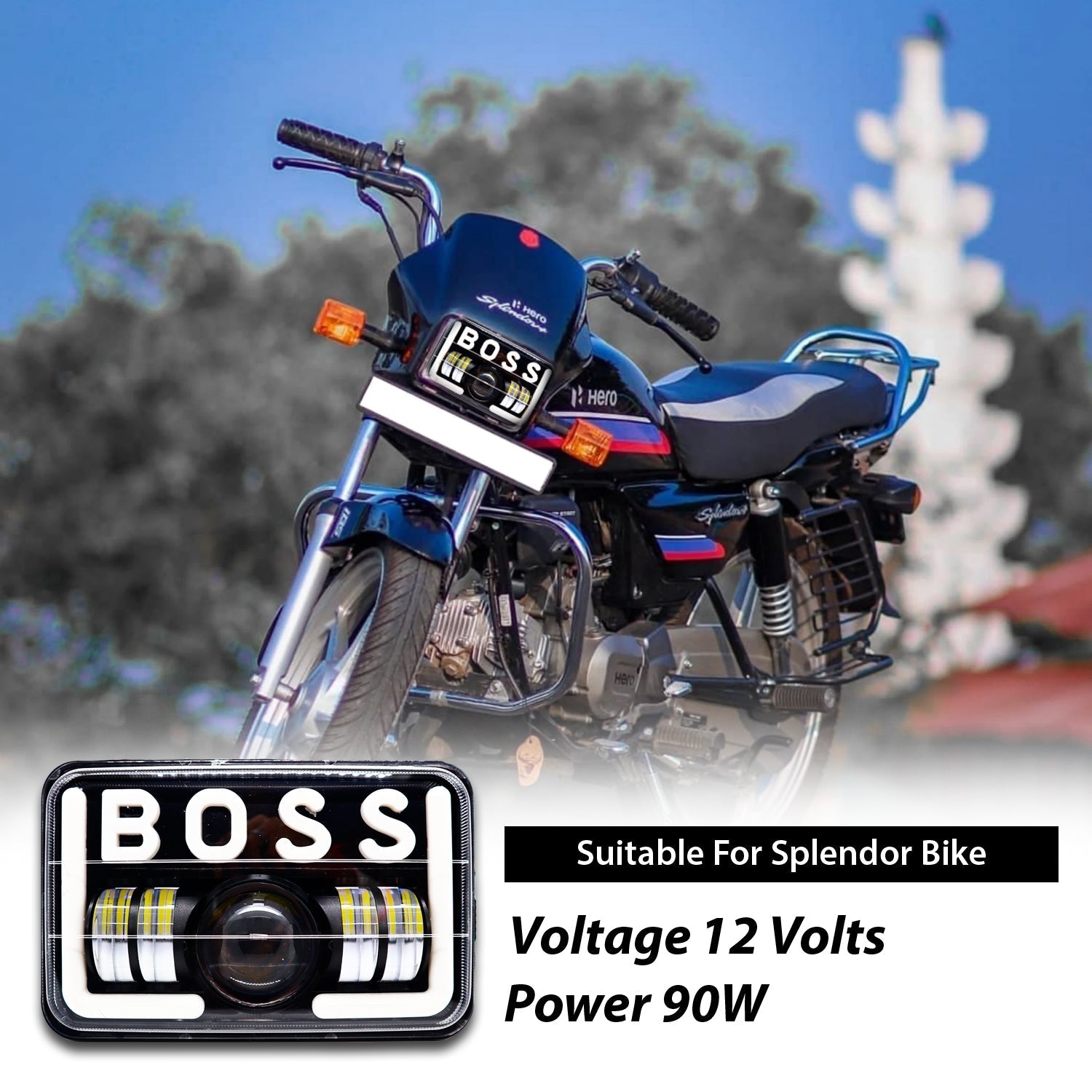 Low Bike Headlights Online Splendor BOSS DRL LED Projector