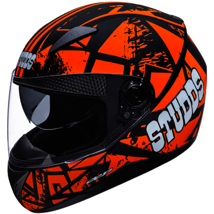Studds SHIFTER D4 Decor Matt Black N10 Orange - bikerkart.com