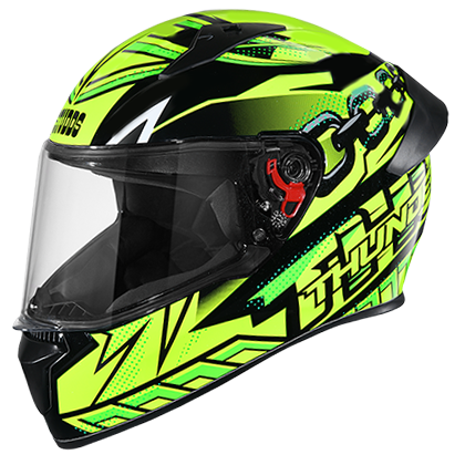 Studds Thunder D5 Decor With Spoiler Matt Black & Green N5 - bikerkart.com