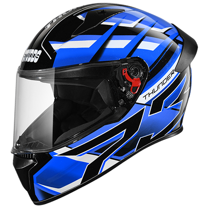 Studds Thunder D6 Decor With Spoiler Black Blue N1 - bikerkart.com