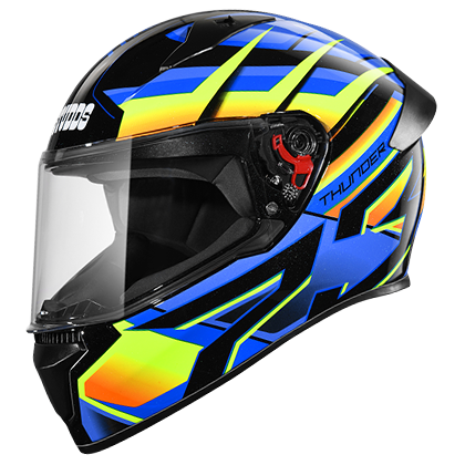Studds Thunder D6 Decor With Spoiler Black Orange N1 - bikerkart.com