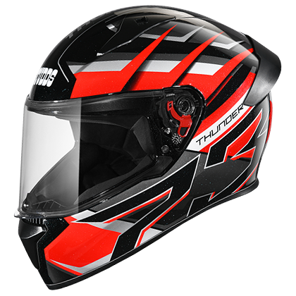 Studds Thunder D6 Decor With Spoiler Black Red N4 - bikerkart.com