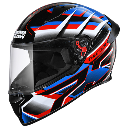 Studds Thunder D6 Decor With Spoiler Black White N1 - bikerkart.com