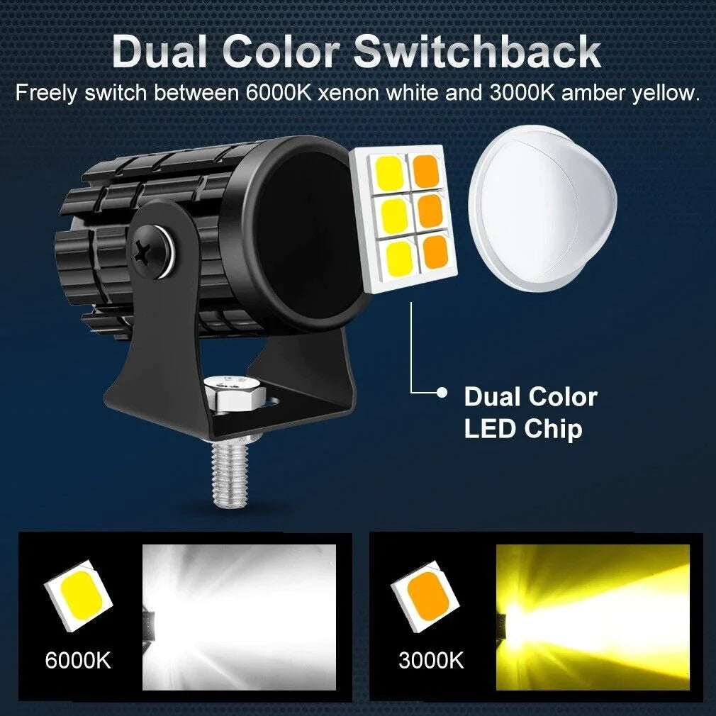Spotlight Foglight 1Pcs LED Motorcycle Fog Light Driving Spot Lamp Yellow/White (8V-80V,30 Watt)