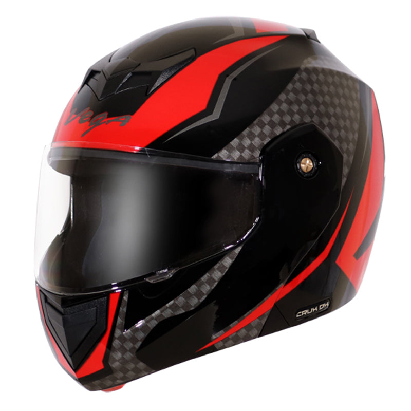 Vega Crux Dx Checks Black Red Helmet - bikerkart.com