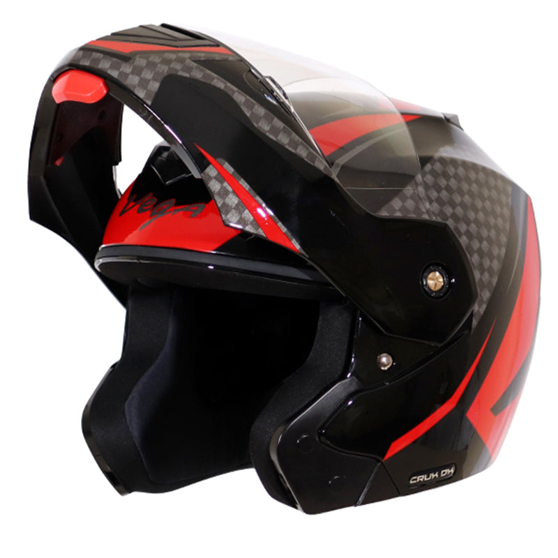 Vega Crux Dx Checks Black Red Helmet - bikerkart.com