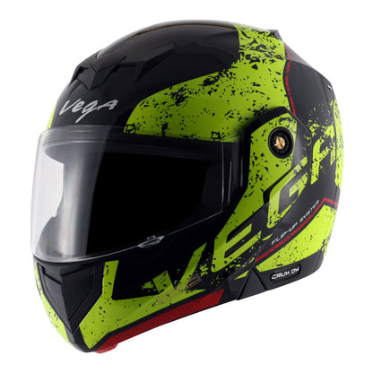 Vega Crux Dx Victor Black Neon Yellow Helmet - bikerkart.com
