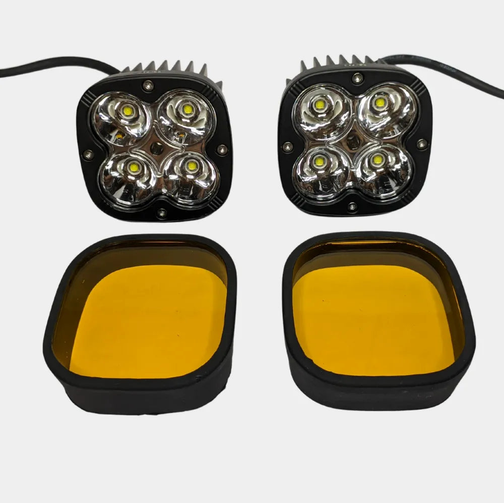 Hjg 4 Led Cree 60w Fog Light Auxiliary Light For All Motorcycles With Yellow Filter Cap (Set of 2) - bikerkart.com