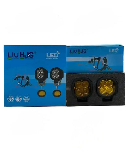 Original HJG 4x4 Mini CREE LED 40W Mini CREE Fog Light Auxiliary Light For All Motorcycles With Wiring Harness, Switch & Yellow Filter Cap