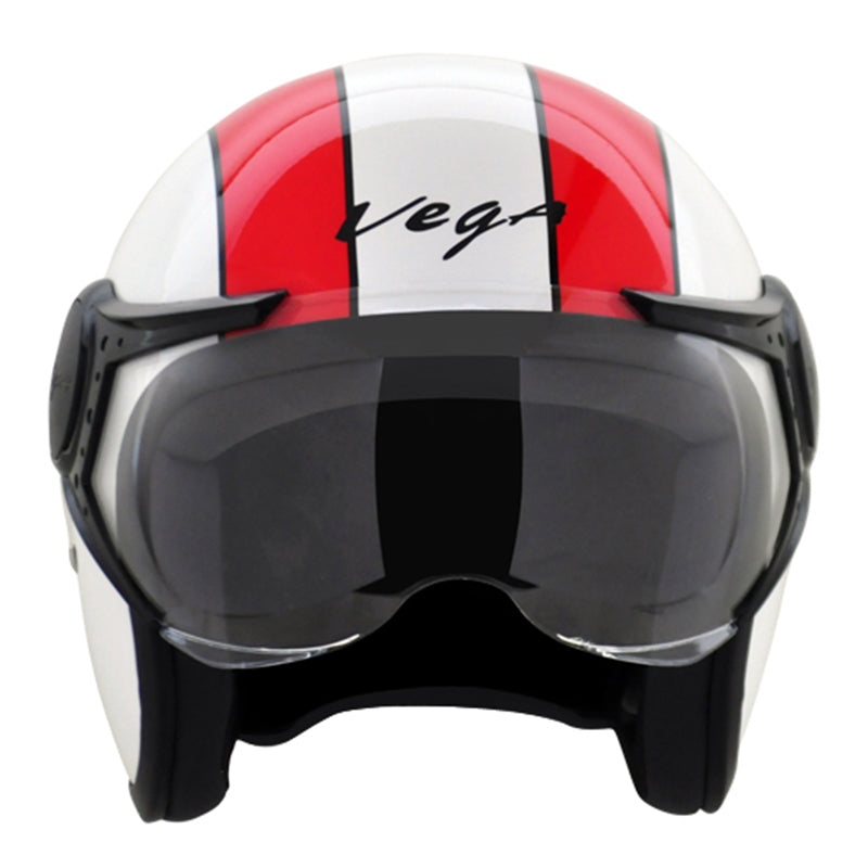 Vega Jet 777 W/Visor White Red Helmet - bikerkart.com