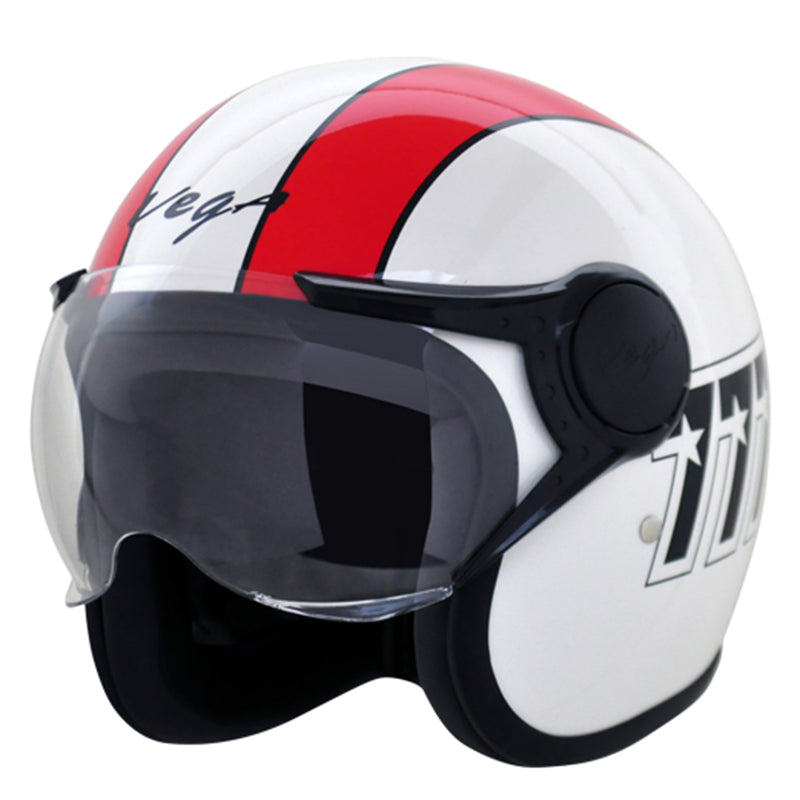 Vega Jet 777 W/Visor White Red Helmet - bikerkart.com
