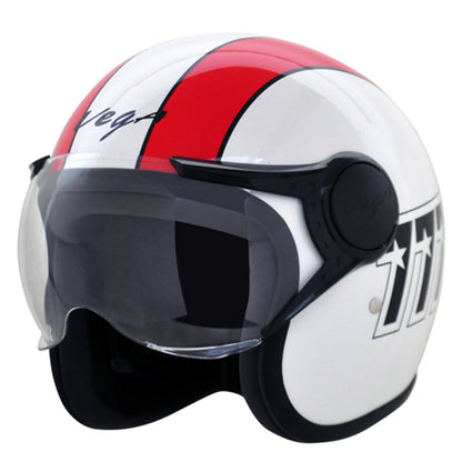 Vega Jet 777 W/Visor White Red Helmet - bikerkart.com