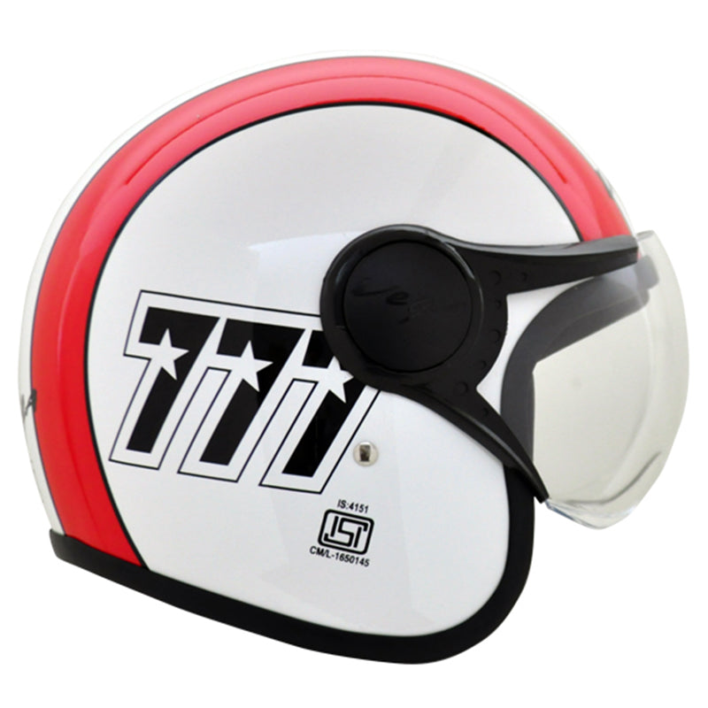 Vega Jet 777 W/Visor White Red Helmet - bikerkart.com