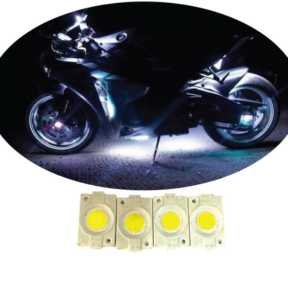 hjg Sunny Day WHITE IMPORTED Underglow PATCH LIGHTS (Front/Rear , Bike Body Lights) - PACK OF 4 - IP65 WATERPROOF DUSTPROOF SHOCKPROOF - Universal Decorative Light for all Motorbike, Car LED  - bikerkart.com