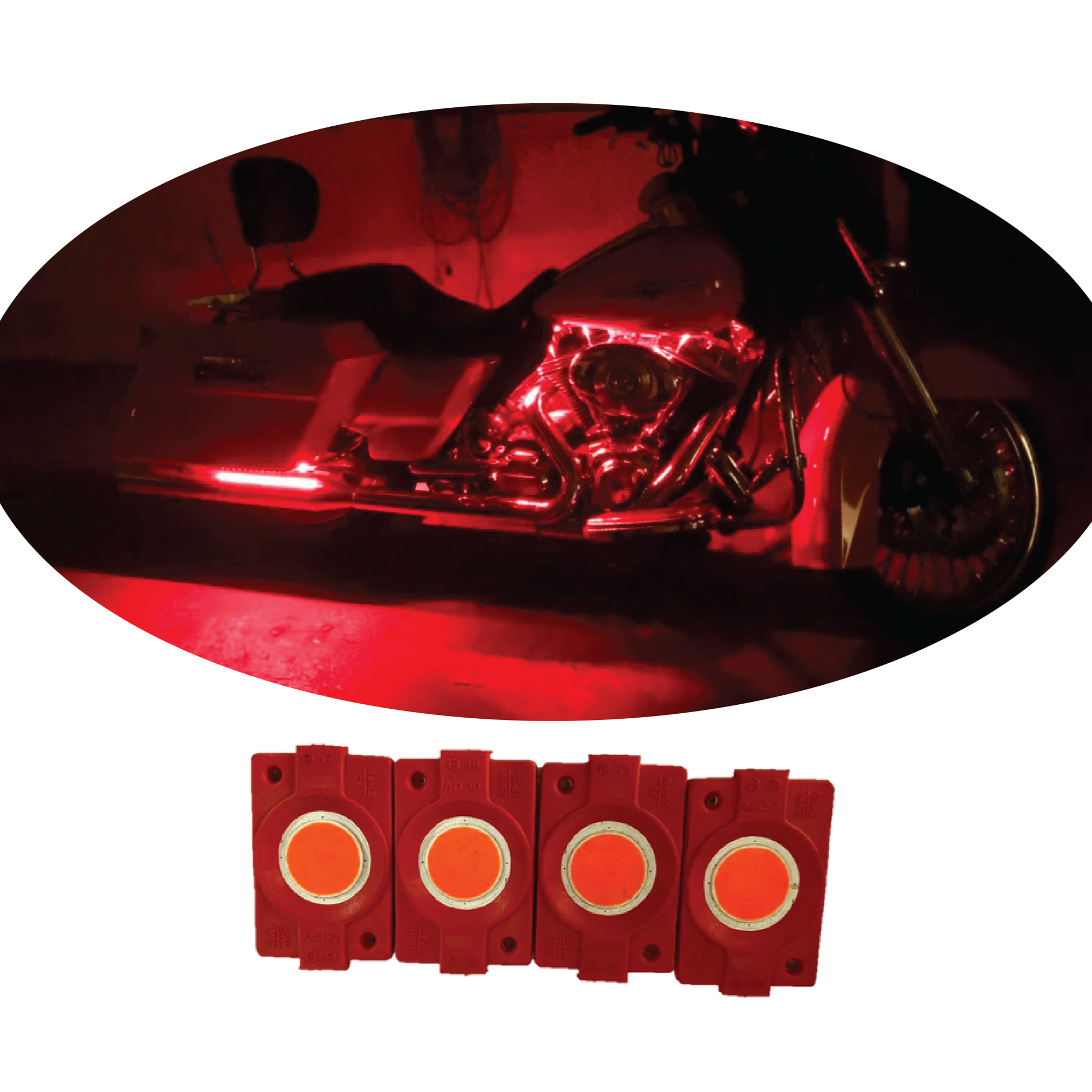 hjg Sunny Day RED IMPORTED Underglow PATCH LIGHTS (Front/Rear , Bike Body Lights) - PACK OF 4 - IP65 WATERPROOF DUSTPROOF SHOCKPROOF - Universal Decorative Light for all Motorbike, Car LED (1 - bikerkart.com