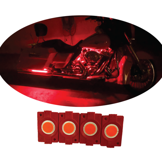 hjg Sunny Day RED IMPORTED Underglow PATCH LIGHTS (Front/Rear , Bike Body Lights) - PACK OF 4 - IP65 WATERPROOF DUSTPROOF SHOCKPROOF - Universal Decorative Light for all Motorbike, Car LED (1 - bikerkart.com