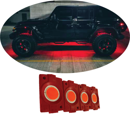 hjg Sunny Day RED IMPORTED Underglow PATCH LIGHTS (Front/Rear , Bike Body Lights) - PACK OF 4 - IP65 WATERPROOF DUSTPROOF SHOCKPROOF - Universal Decorative Light for all Motorbike, Car LED (1 - bikerkart.com