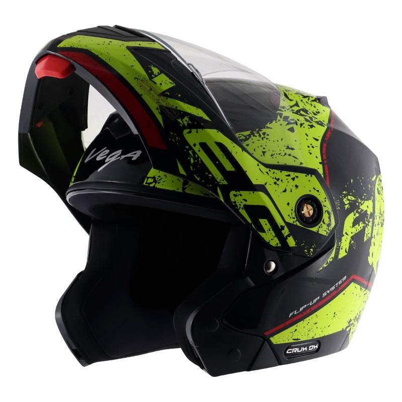 Vega Crux Dx Victor Black Neon Yellow Helmet - bikerkart.com