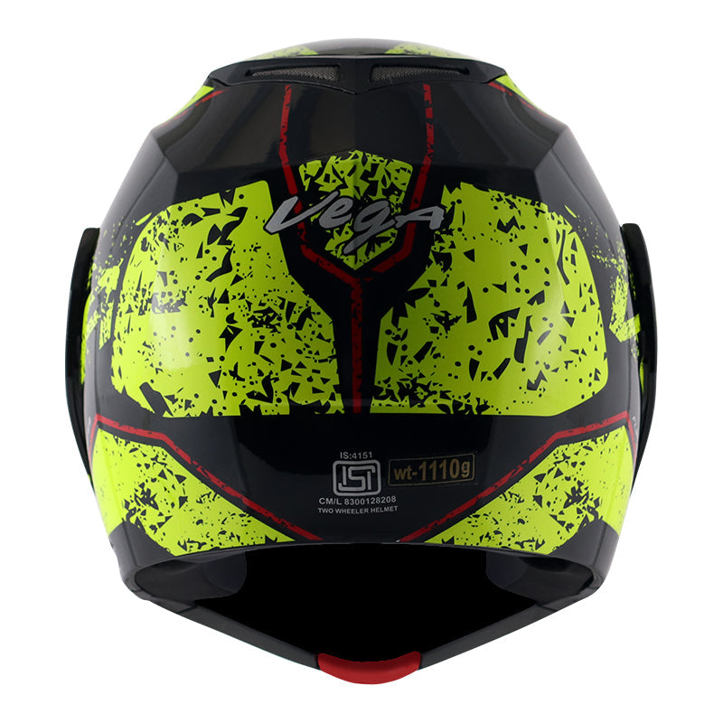 Vega Crux Dx Victor Black Neon Yellow Helmet - bikerkart.com