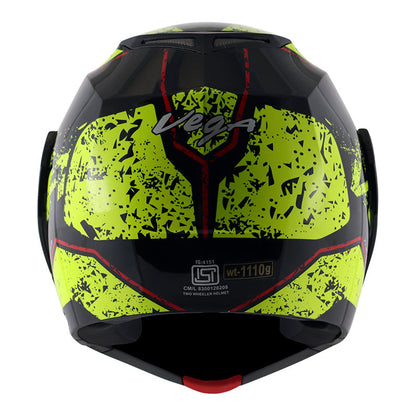 Vega Crux Dx Victor Black Neon Yellow Helmet - bikerkart.com