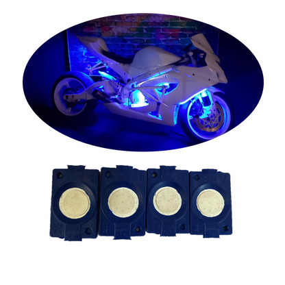 hjg Sunny Day BLUE IMPORTED Underglow PATCH LIGHTS (Front/Rear , Bike Body Lights) - PACK OF 4 - IP65 WATERPROOF DUSTPROOF SHOCKPROOF - Universal Decorative Light for all Motorbike, Car LED ( - bikerkart.com